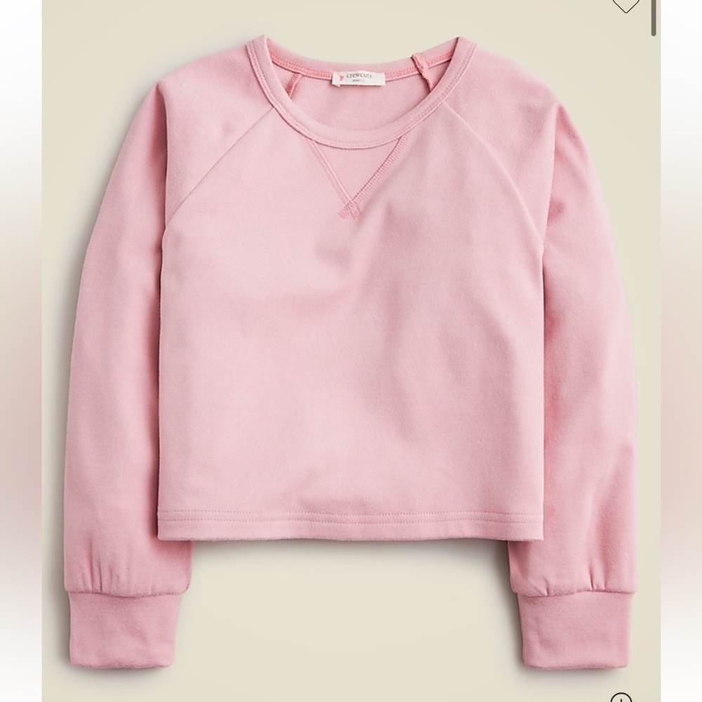 J crew quiet rose pink Girls' cozy rib cropped long-sleeve T-shirt
